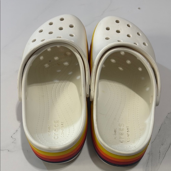 Kids White Clogs with Rainbow Sole - Picture 3 of 5